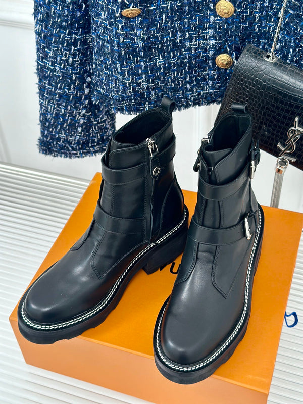 LV Beaubourg Ankle Boot 30mm Black Calfskin