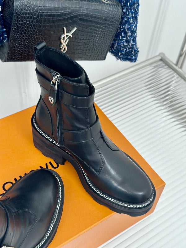 LV Beaubourg Ankle Boot 30mm Black Calfskin