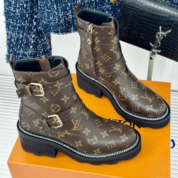 LV Beaubourg Ankle Boot 30mm Dark Brown Monogram Calfskin
