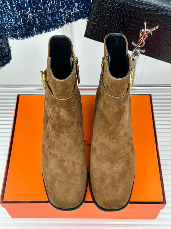 stivaletto jill 60 in pelle di vitello scamosciata marrone