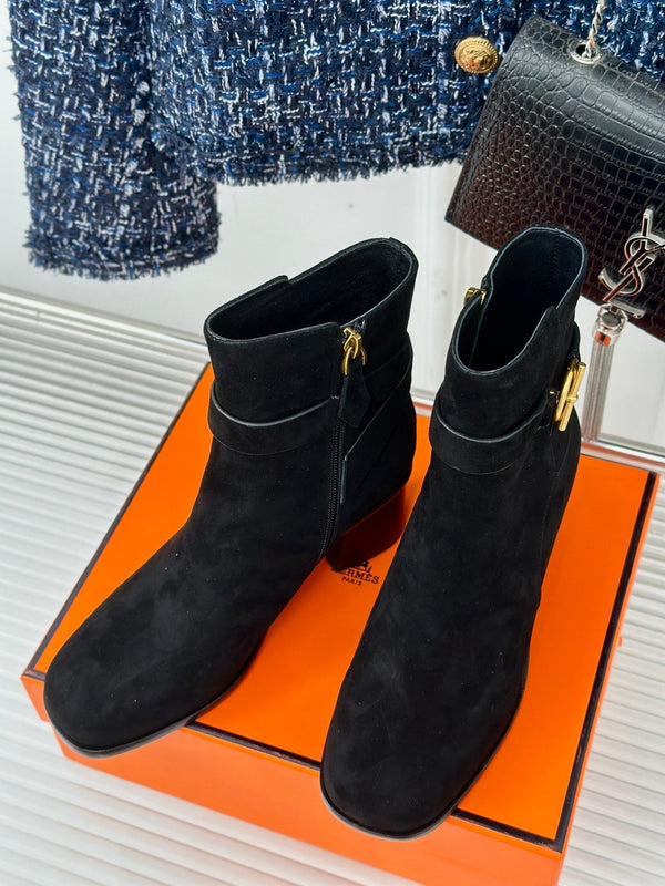 stivaletto jill 60 in pelle di vitello scamosciata nera