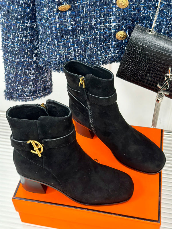 stivaletto jill 60 in pelle di vitello scamosciata nera