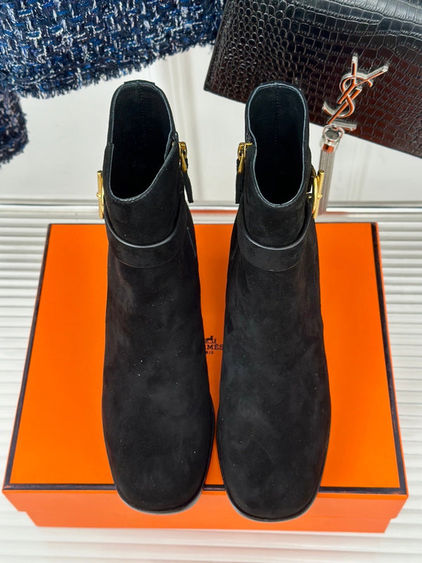 stivaletto jill 60 in pelle di vitello scamosciata nera