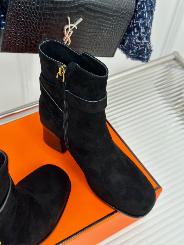 stivaletto jill 60 in pelle di vitello scamosciata nera