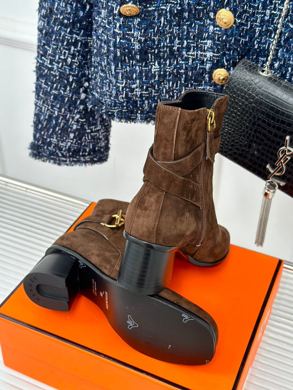 stivaletto jill 60 in pelle di vitello scamosciata marrone scuro