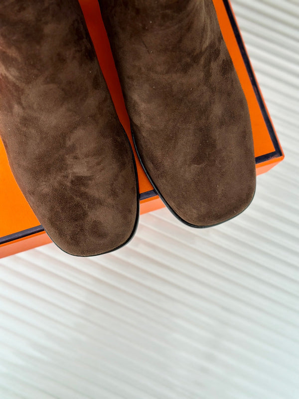 stivaletto jill 60 in pelle di vitello scamosciata marrone scuro