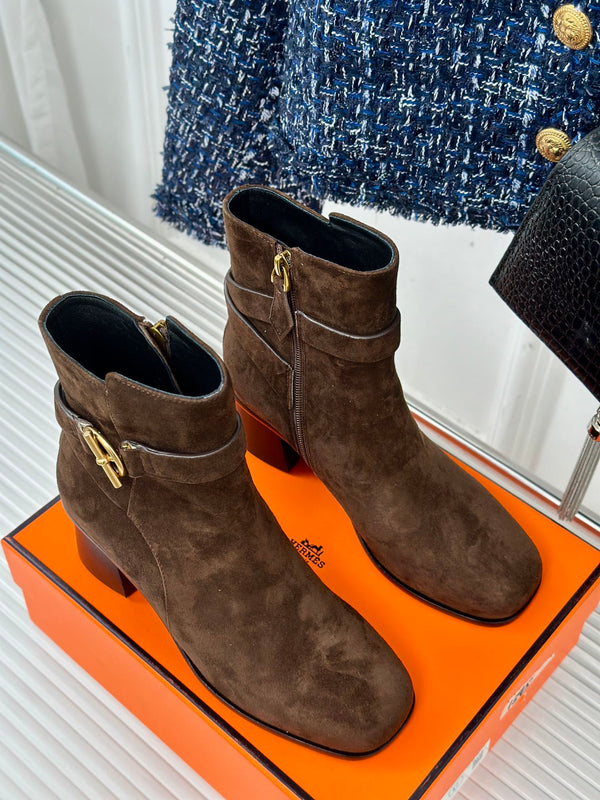 stivaletto jill 60 in pelle di vitello scamosciata marrone scuro