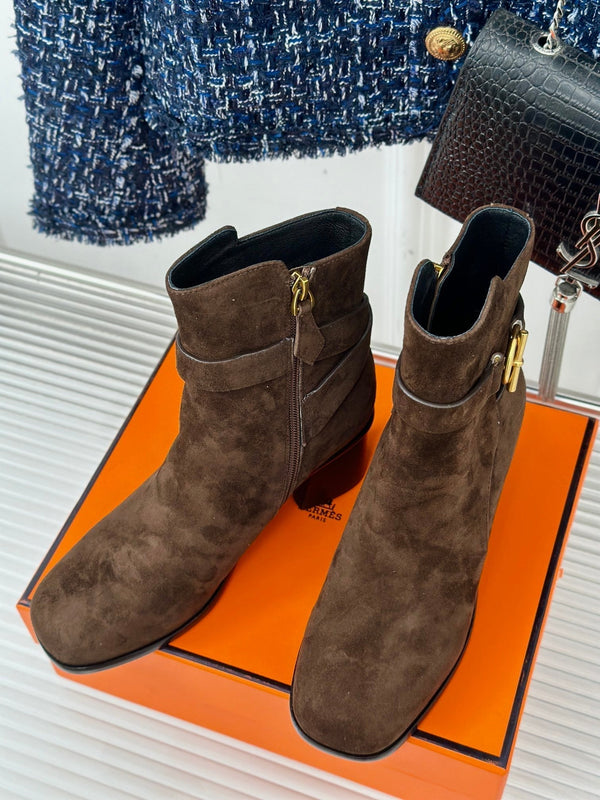 stivaletto jill 60 in pelle di vitello scamosciata marrone scuro