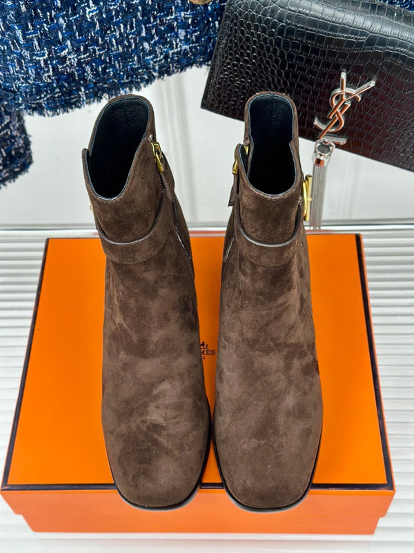 stivaletto jill 60 in pelle di vitello scamosciata marrone scuro