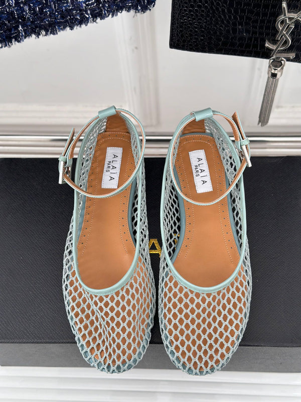 Alaia Mary Jane Ballet Flat Lagoon Green Lambskin293234