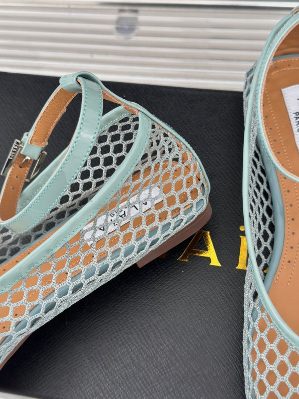 Alaia Mary Jane Ballet Flat Lagoon Green Lambskin293234