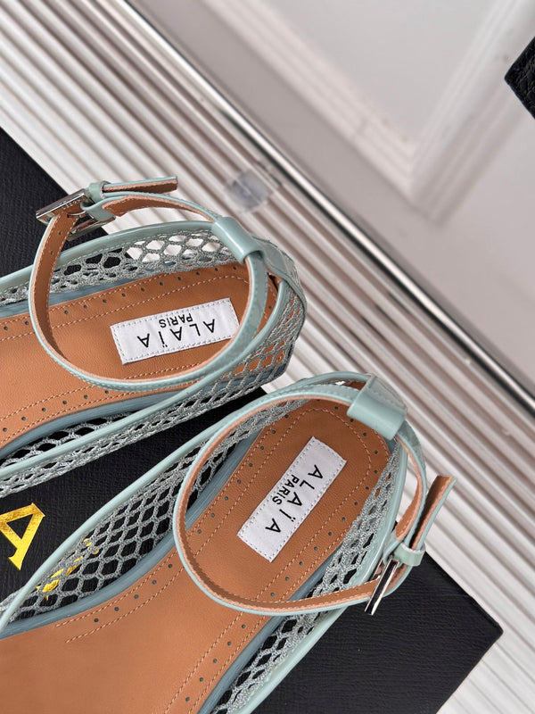 Alaia Mary Jane Ballet Flat Lagoon Green Lambskin293234