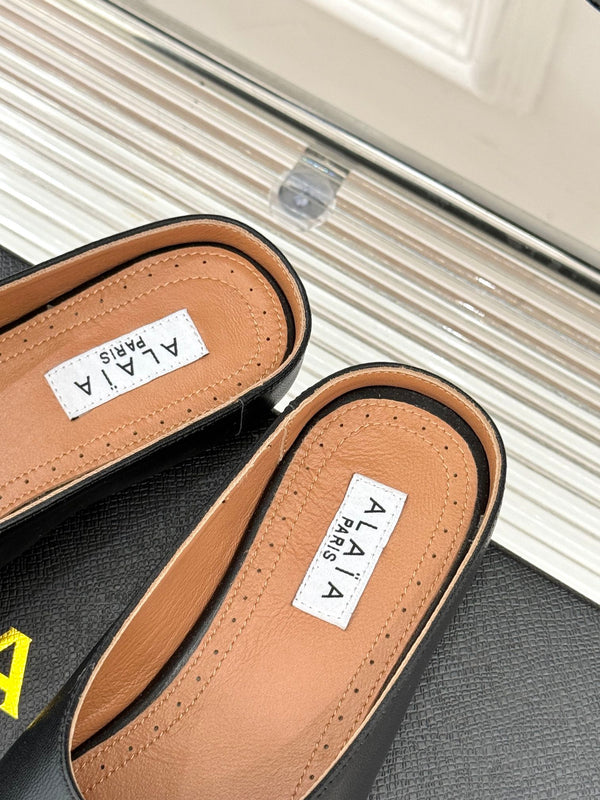 Alaia Slipper Black Calfskin 293191