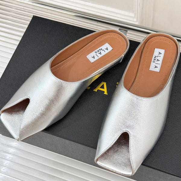 Alaia Slipper Silver Calfskin 293195
