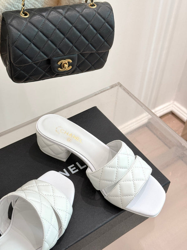 CC 25 Mid Heel Mule 5CM White Italian Leather 225350