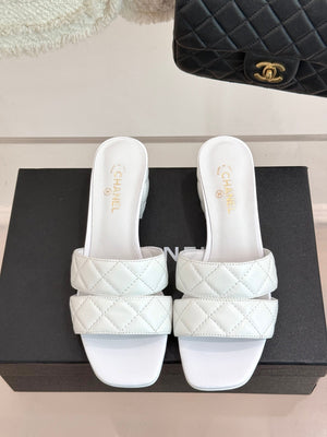 CC 25 Mid Heel Mule 5CM White Italian Leather 225350