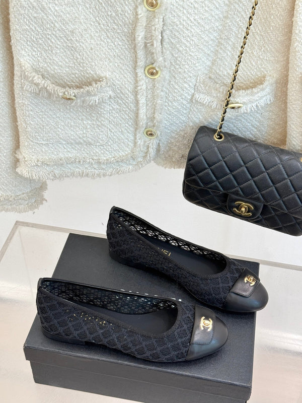 Chanel 25 Ballet Flat Black Woven Lambskin 473055