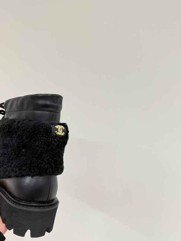 CC 25ss Martin Snow Boots Black Cowhide & Lambswool 417821