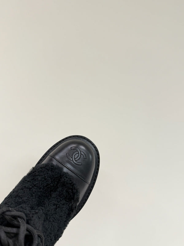 CC 25ss Martin Snow Boots Black Cowhide & Lambswool 417821