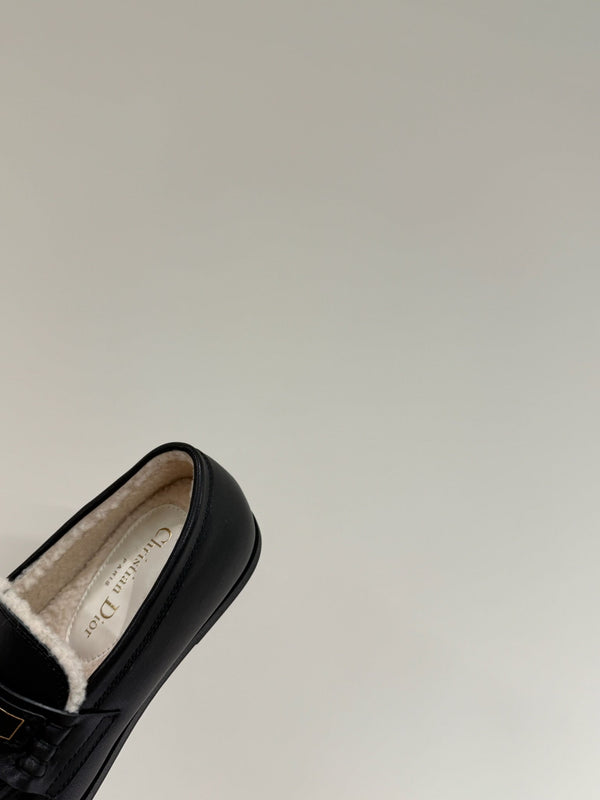 CD Loafers In Black Lambskin And Fleece Lining 109291