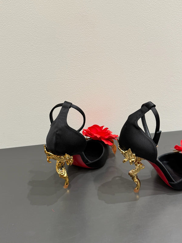 CC 25 Flower Rose Pumps Nero Seta 337164