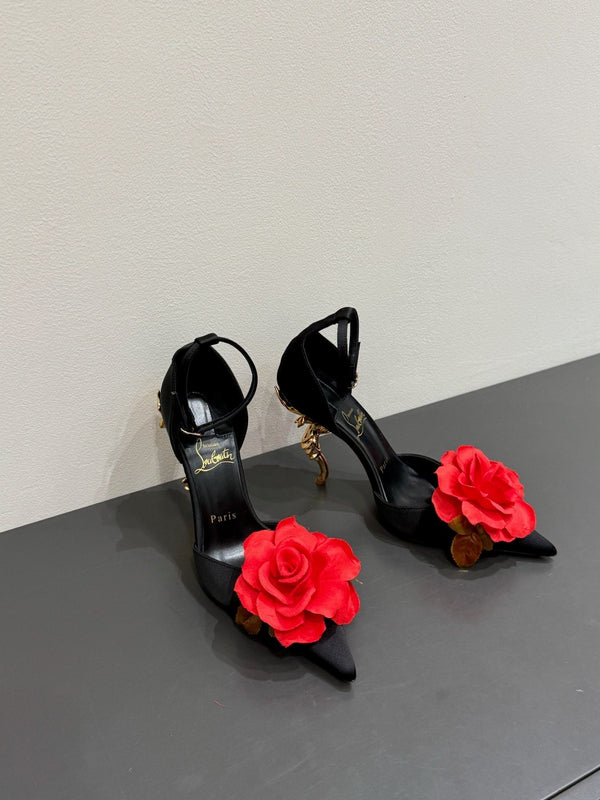 CC 25 Flower Rose Pumps Nero Seta 337164