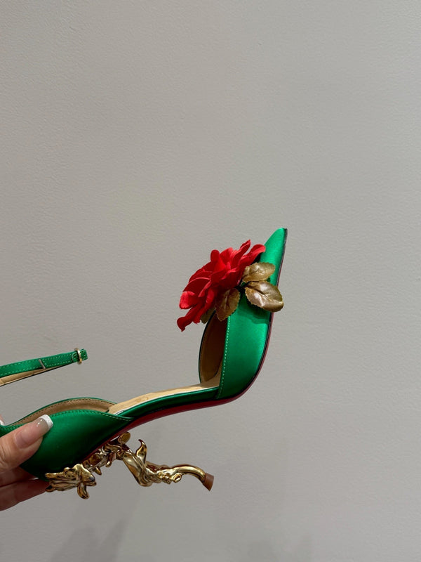 CC 25 Flower Rose Pumps Seta Verde 337165