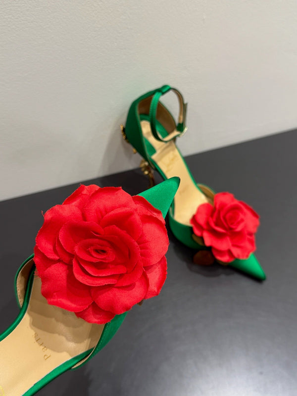 CC 25 Flower Rose Pumps Seta Verde 337165