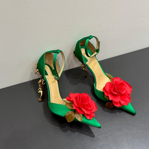 CC 25 Flower Rose Pumps Seta Verde 337165