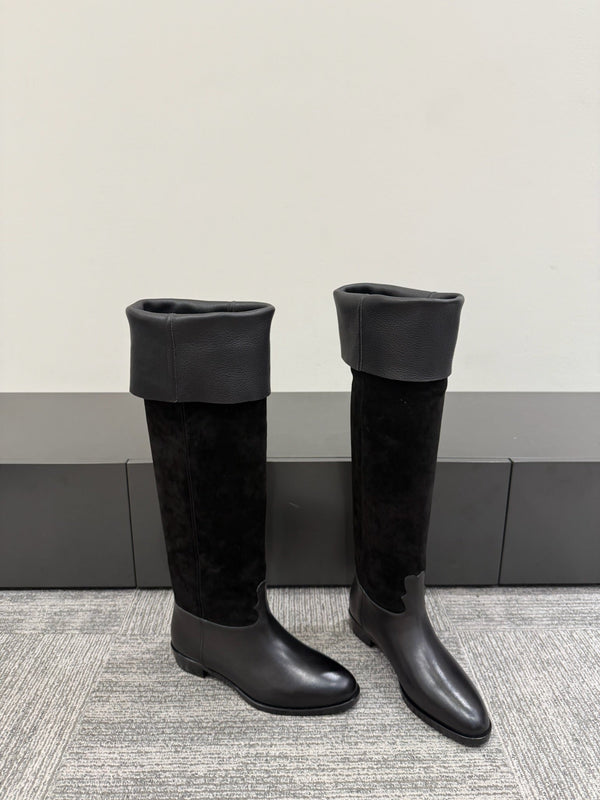 CC Métiers d’art Thigh Boots Black Suede Calfskin 417837