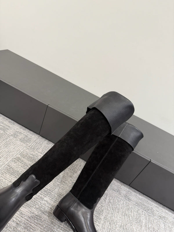 CC Métiers d’art Thigh Boots Black Suede Calfskin 417837