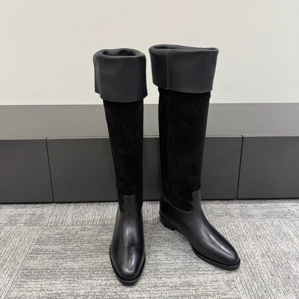 CC Métiers d’art Thigh Boots Black Suede Calfskin 417837