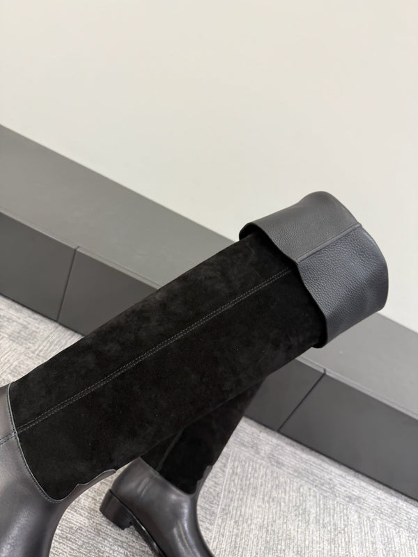 CC Métiers d’art Thigh Boots Black Suede Calfskin 417837