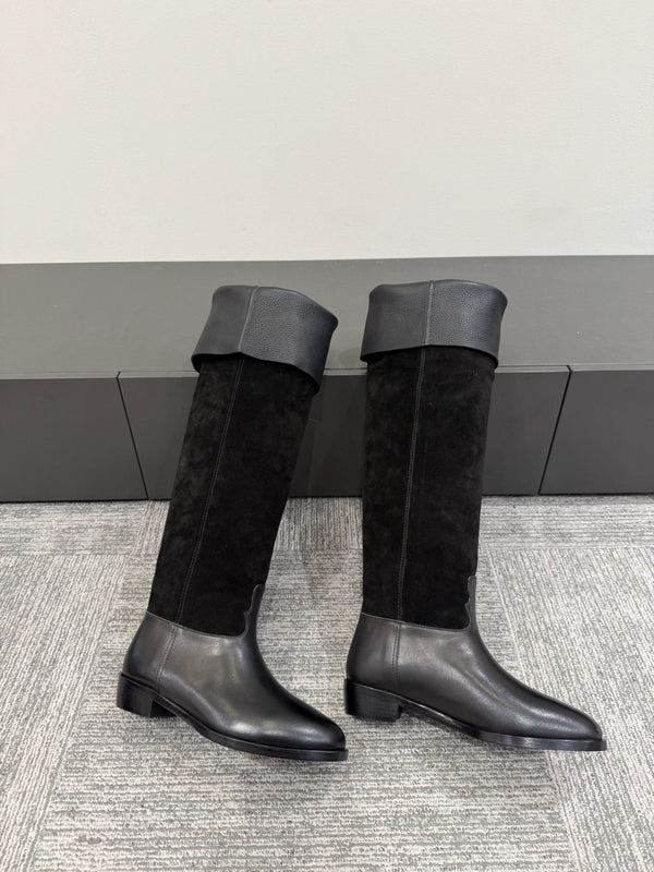 CC Métiers d’art Thigh Boots Black Suede Calfskin 417837