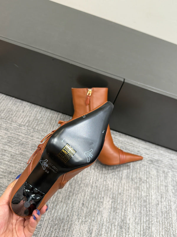 Miu 90 short boots brown cowhide 417982