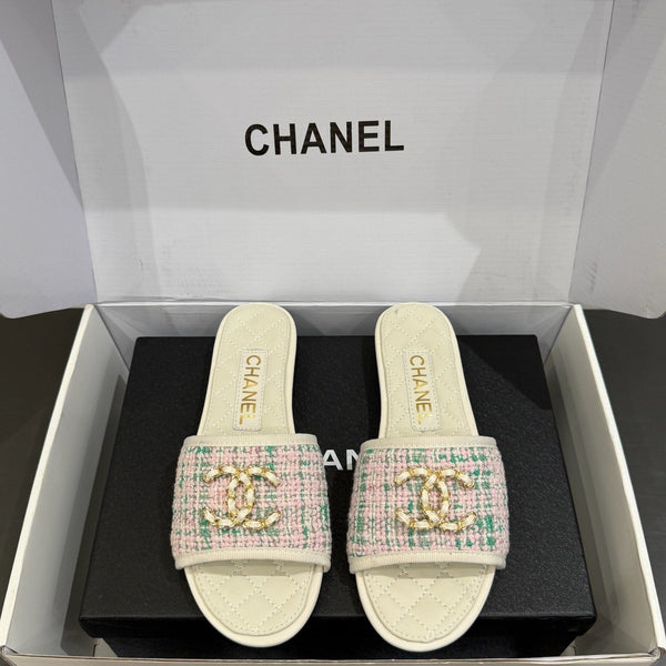 Ciabatte piatte con catena CC 25ss in pelle di mucca e pecora multicolore 417562