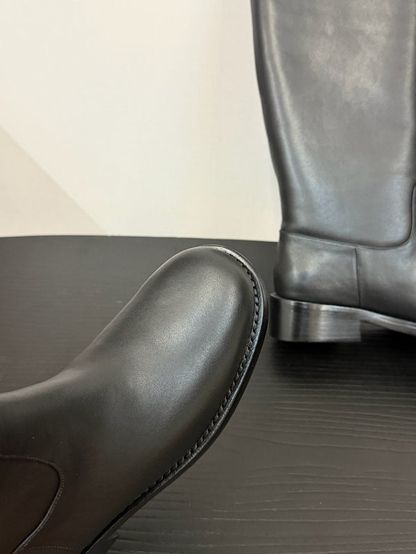 CC 25s Long Flat Chain Knight Boots Black Leather 417840