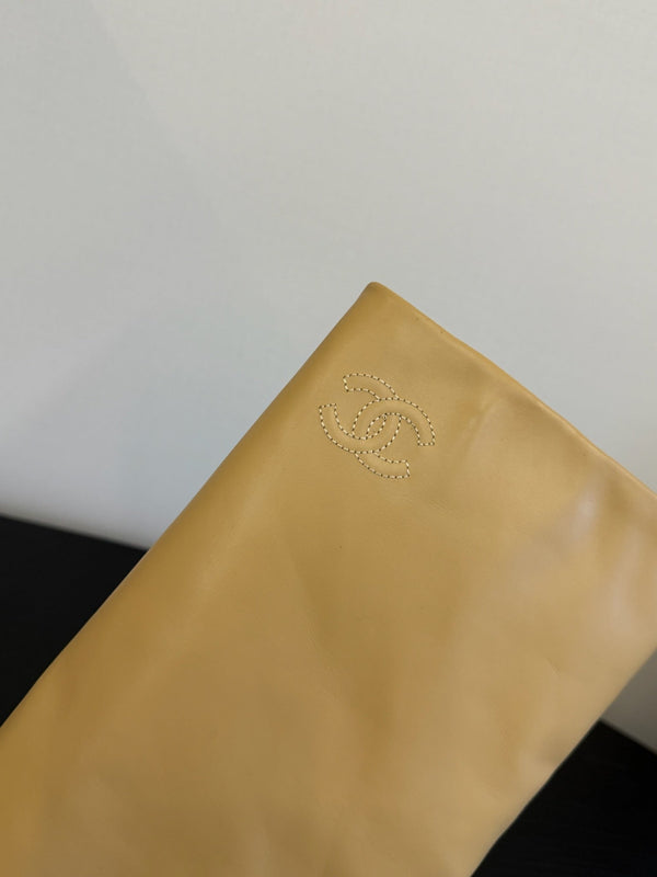 CC 25S High Boots With Chain Beige Black Cowhide & Sheepskin 417847