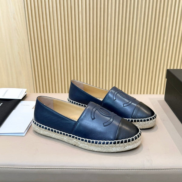 espadrillas cc blu scuro nero pelle di cafl