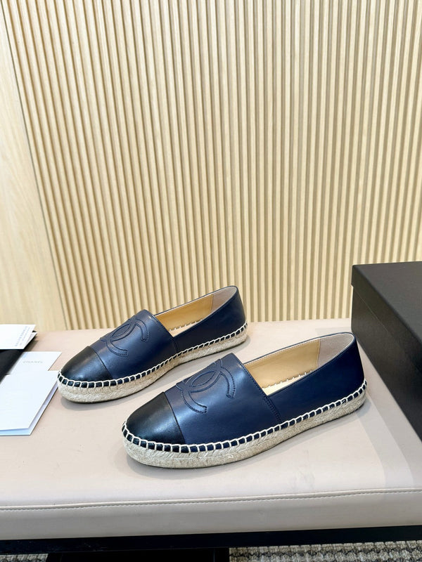 espadrillas cc blu scuro nero pelle di cafl