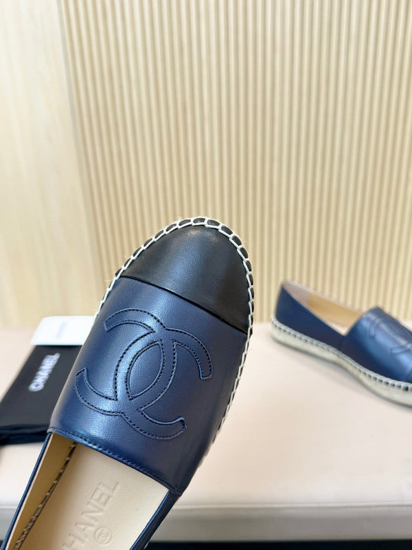 espadrillas cc blu scuro nero pelle di cafl