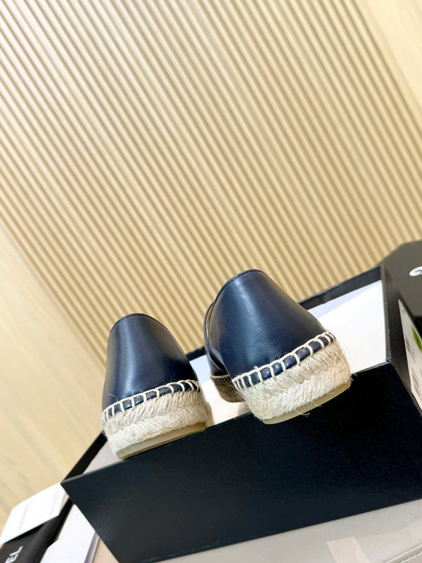 espadrillas cc blu scuro nero pelle di cafl