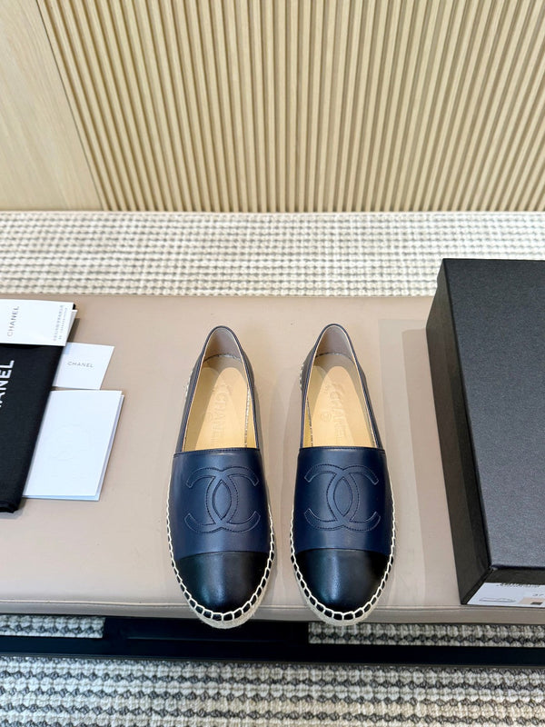 espadrillas cc blu scuro nero pelle di cafl