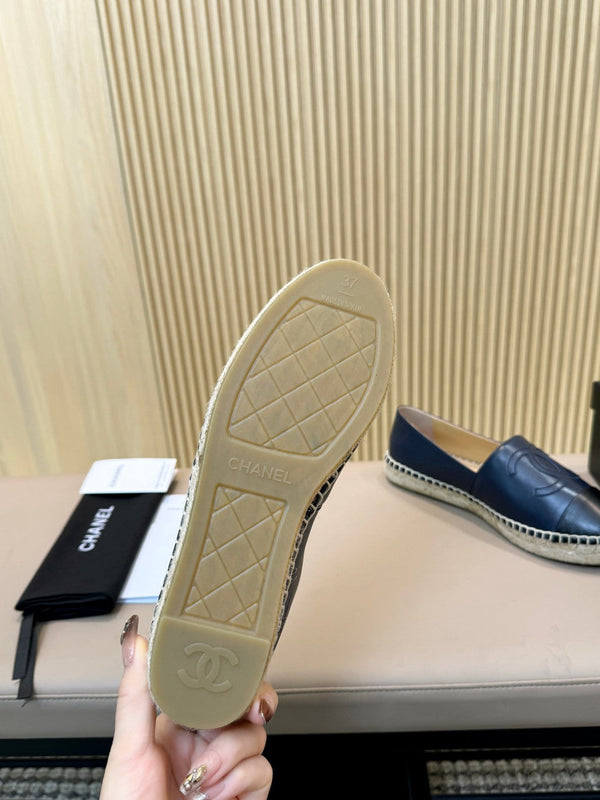 espadrillas cc blu scuro nero pelle di cafl