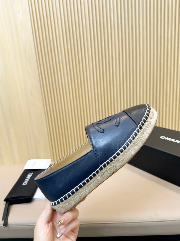 espadrillas cc blu scuro nero pelle di cafl