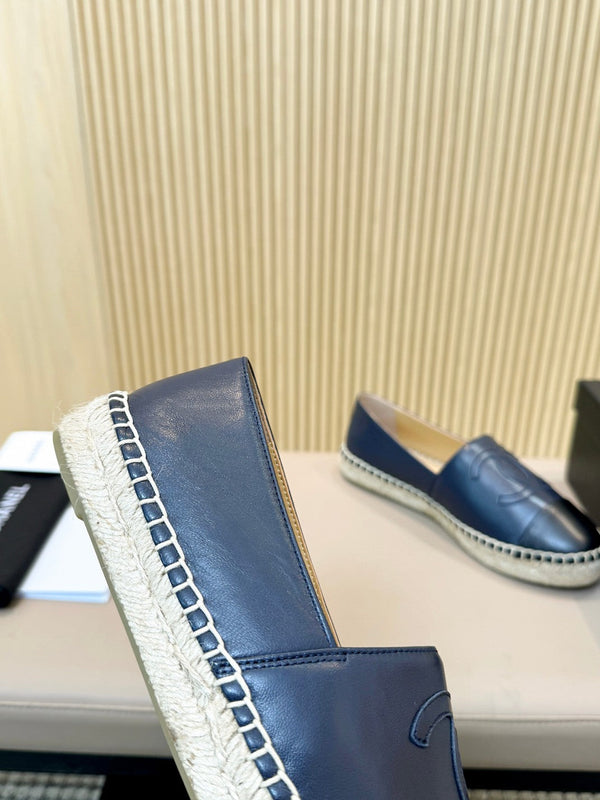 espadrillas cc blu scuro nero pelle di cafl