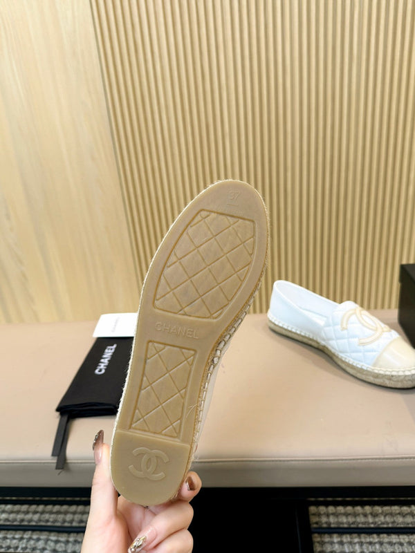 cc espadrilles white beige quilted caflskin