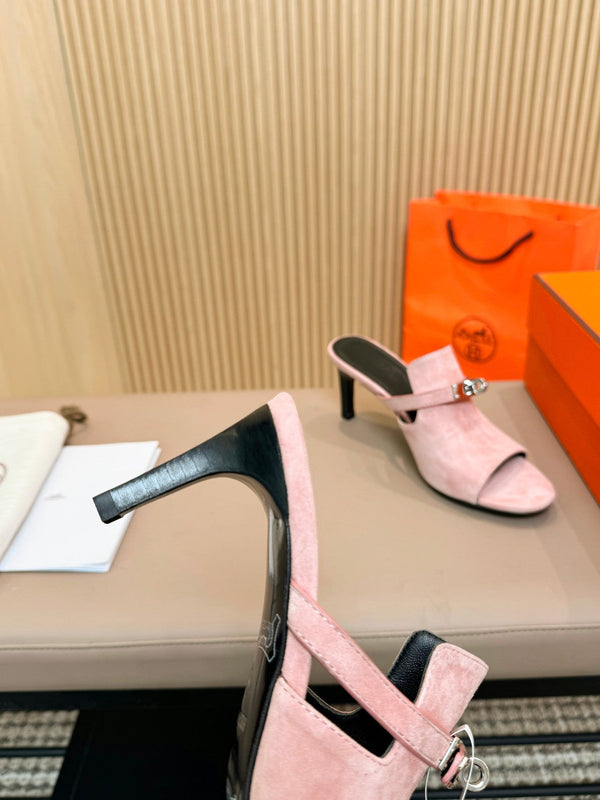 HEDEN MULE 80 LIGHT PINK SUEDE