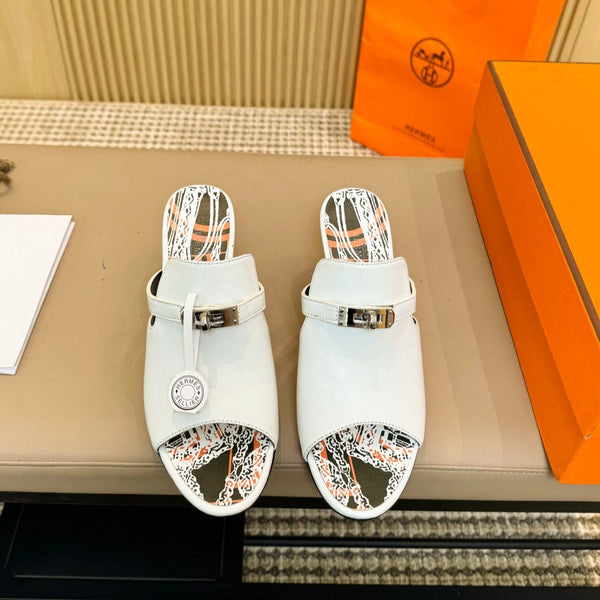 HEDEN MULE 80 PELLE DI VITELLO BIANCA CON FANTASIA