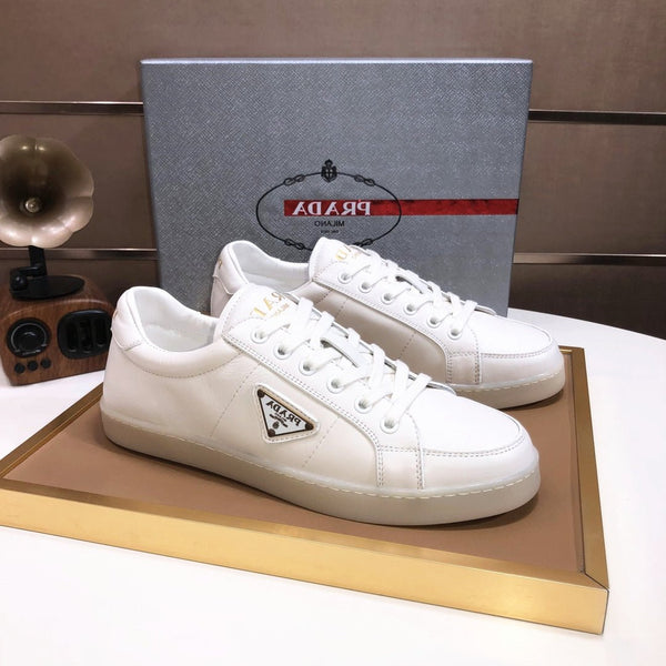 SCARPE DA TENNIS PRA IN PELLE DI VITELLO BIANCA CREMA